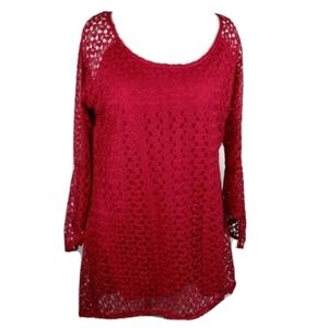 New Directions Lace Long Sleeve Top Size Large